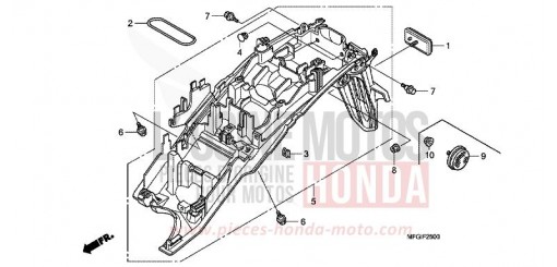 GARDE-BOUE ARRIERE (1) CB600F3A de 2010